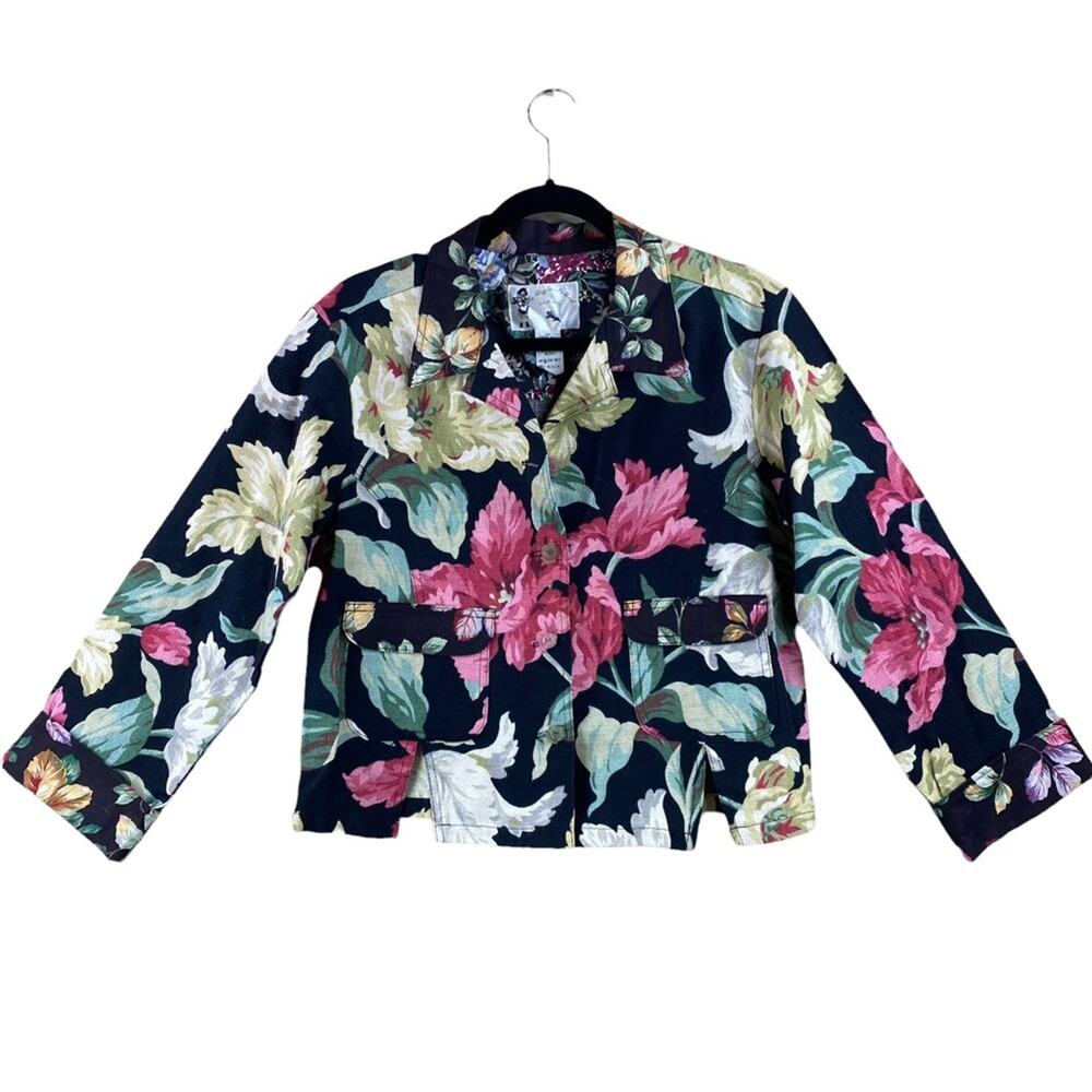 My Boyfriend’s Back Santa Monica Womens Floral Barkcloth Jacket Size S